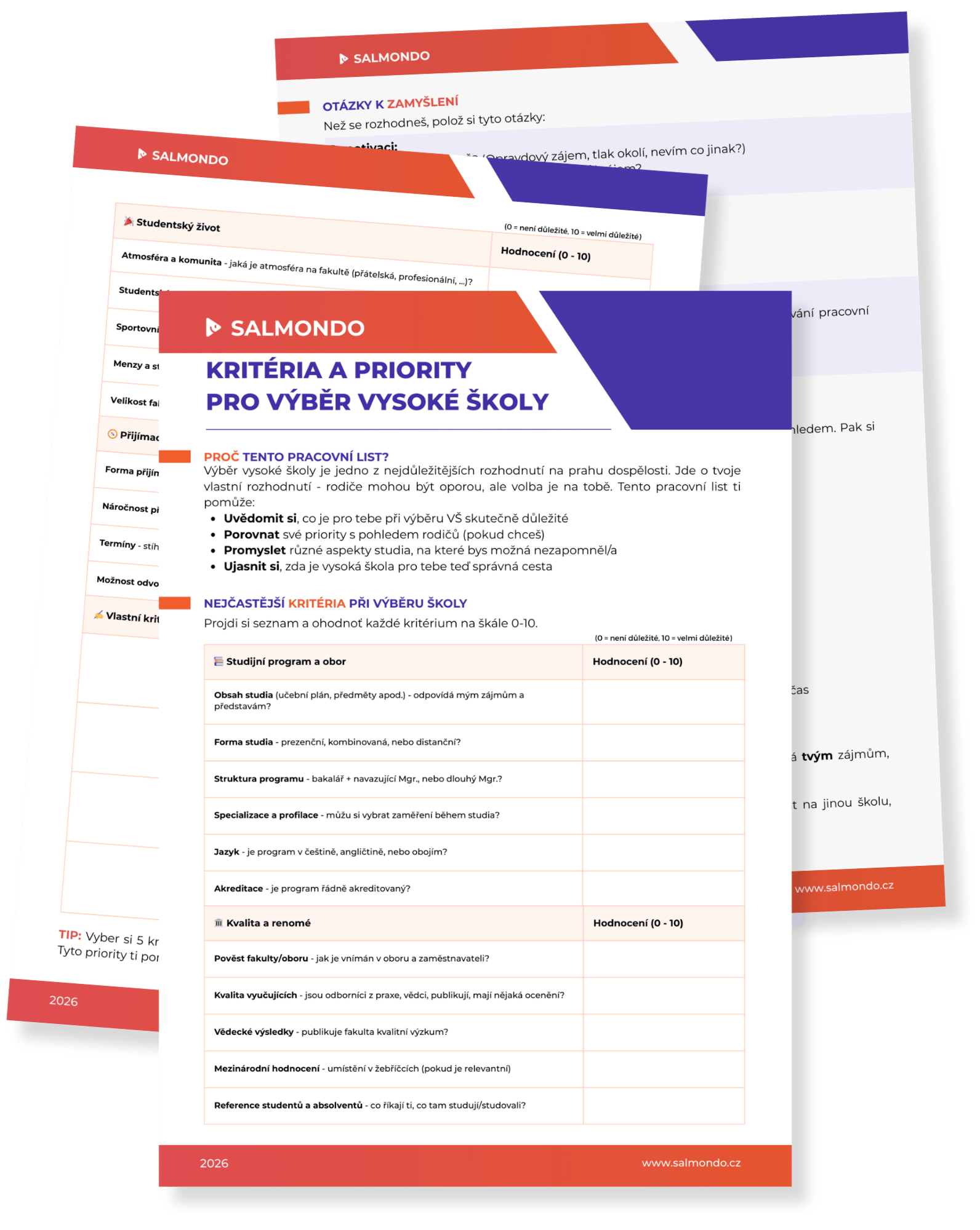 Kritéria a priority pro výběr vysoké školy